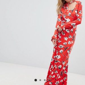 Maxi tea dress with neck tie